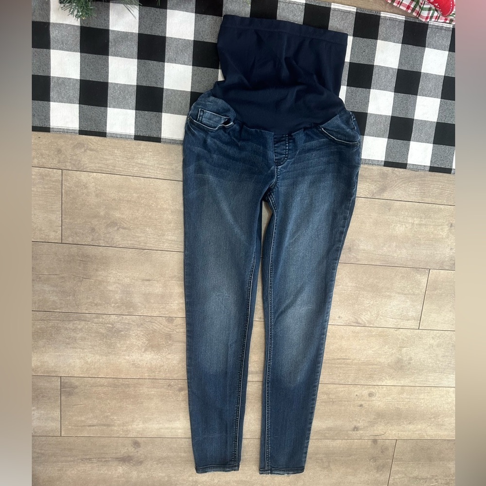 Motherhood Maternity Secret Fit Belly Skinny Fit Jeans Dark Blue Maternity Small - Picture 10 of 13